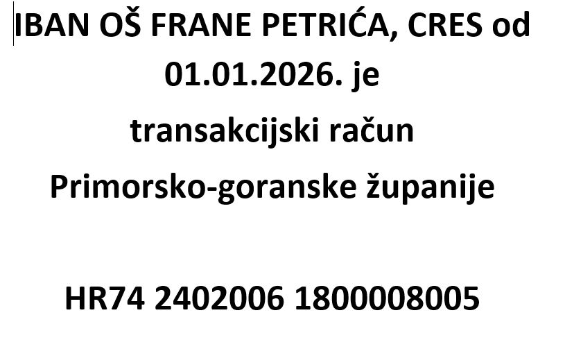 Novi IBAN OŠ Frane Petrića